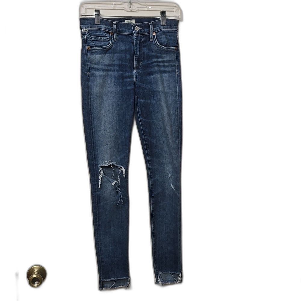 Citizen of Humanity Rocket Crop High Rise Skinny Jeans Blue Size 26 Aritzia